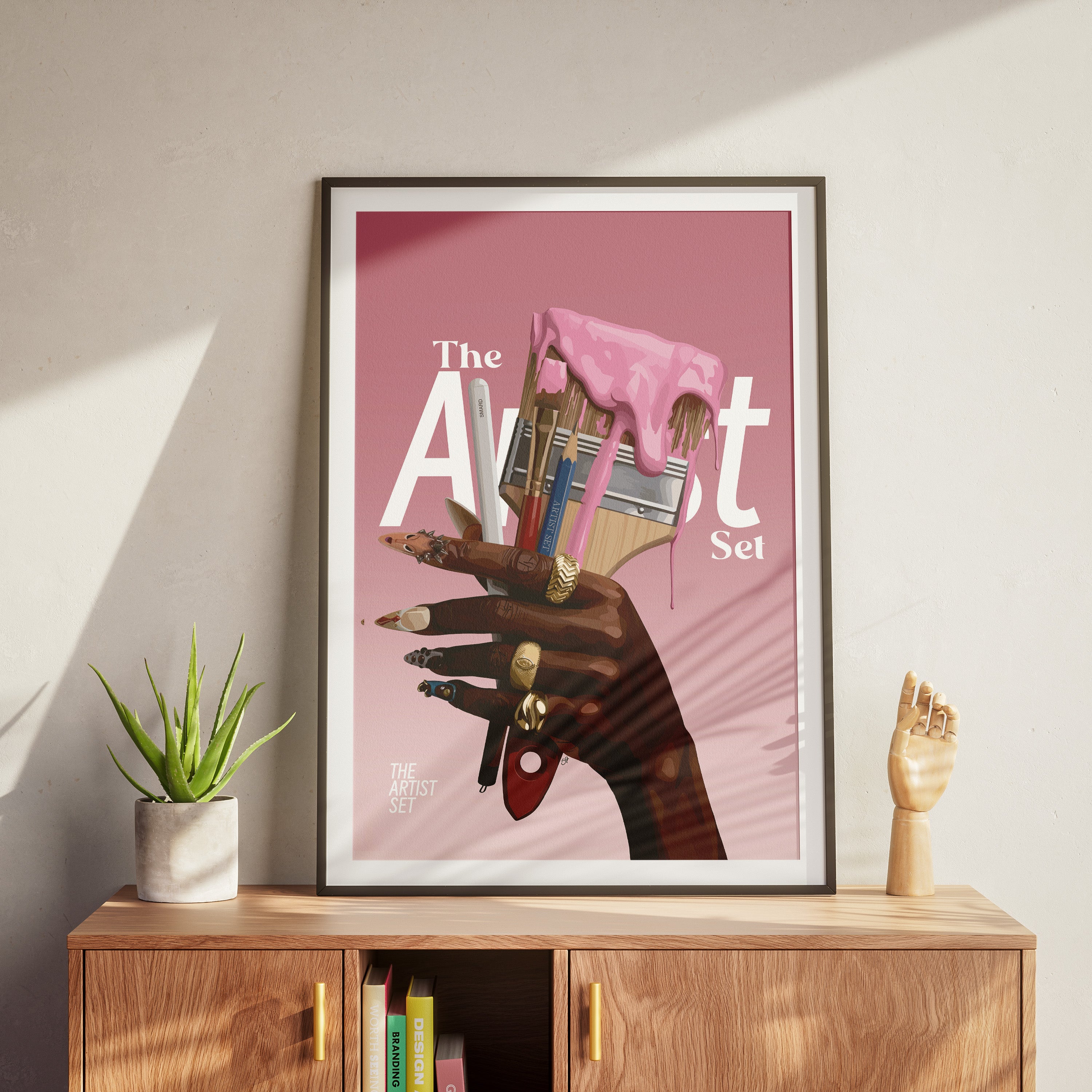 The Artiiist Set-wall art print featuring decorative artistic design suitable for living rooms, offices, and schools by SmardArt. Elevate your space with Black wall art that speaks to culture, identity, and creativity. At Smard, we celebrate artistry made with melanin, bringing powerful and inspiring designs to life.