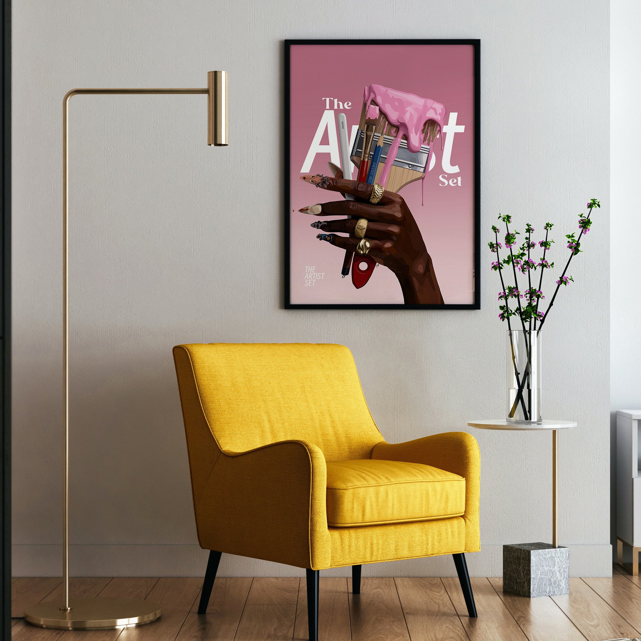 The Artiiist Set-wall art print featuring decorative artistic design suitable for living rooms, offices, and schools by SmardArt. Elevate your space with Black wall art that speaks to culture, identity, and creativity. At Smard, we celebrate artistry made with melanin, bringing powerful and inspiring designs to life.