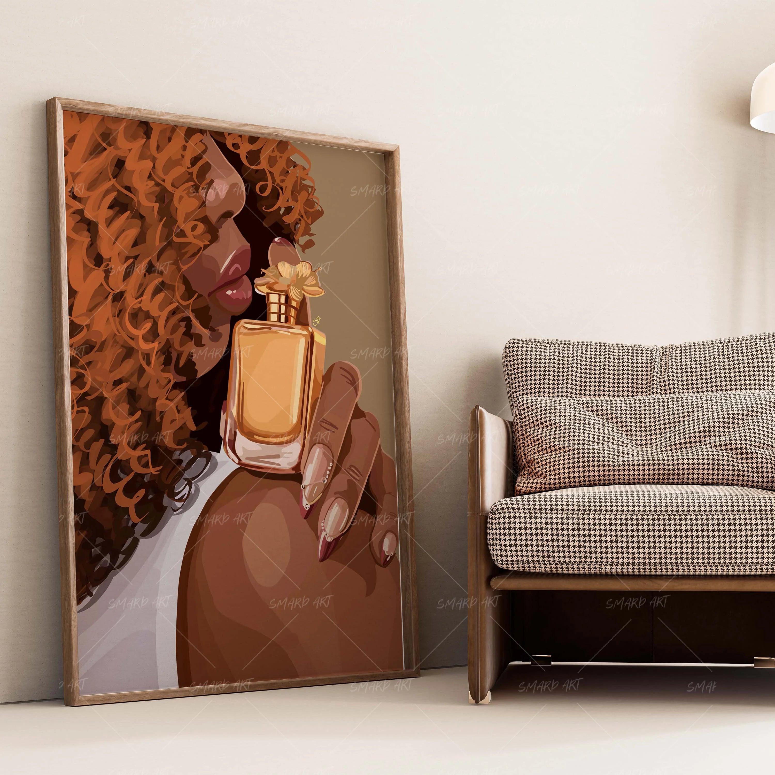 The Fragrance-wall art print featuring decorative artistic design suitable for living rooms, offices, and schools by SmardArt. Elevate your space with Black wall art that speaks to culture, identity, and creativity. At Smard, we celebrate artistry made with melanin, bringing powerful and inspiring designs to life.