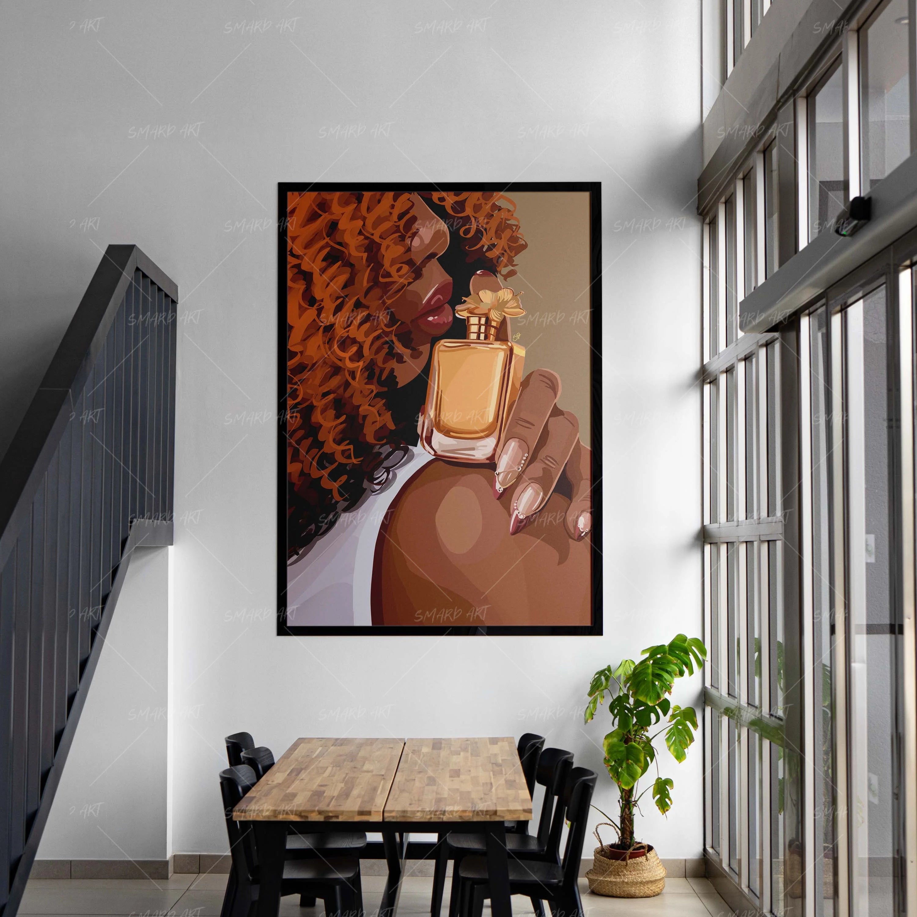 The Fragrance-wall art print featuring decorative artistic design suitable for living rooms, offices, and schools by SmardArt. Elevate your space with Black wall art that speaks to culture, identity, and creativity. At Smard, we celebrate artistry made with melanin, bringing powerful and inspiring designs to life.