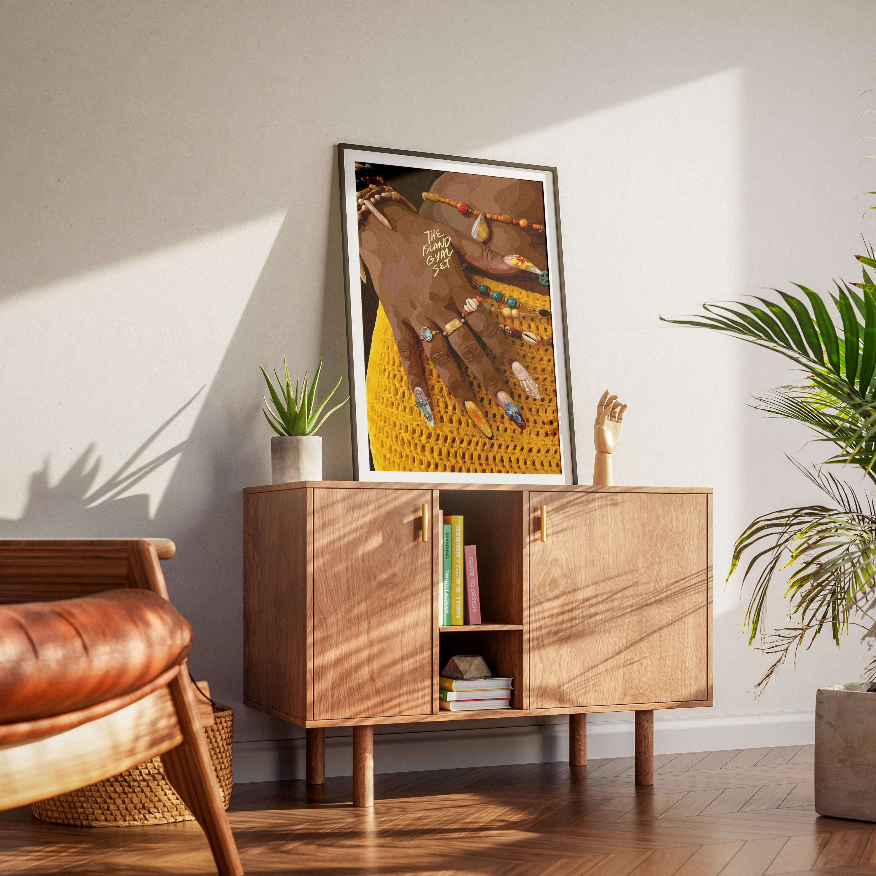 The Island Gyal Set-wall art print featuring decorative artistic design suitable for living rooms, offices, and schools by SmardArt. Elevate your space with Black wall art that speaks to culture, identity, and creativity. At Smard, we celebrate artistry made with melanin, bringing powerful and inspiring designs to life.