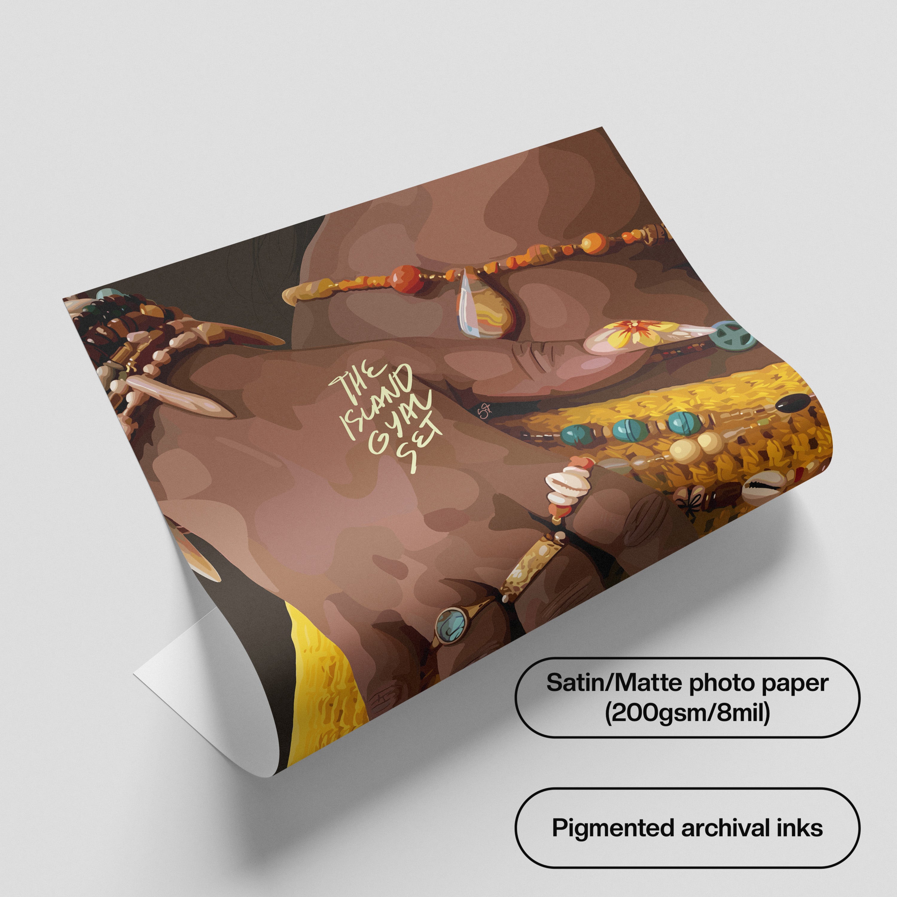 The Island Gyal Set-wall art print featuring decorative artistic design suitable for living rooms, offices, and schools by SmardArt. Elevate your space with Black wall art that speaks to culture, identity, and creativity. At Smard, we celebrate artistry made with melanin, bringing powerful and inspiring designs to life.