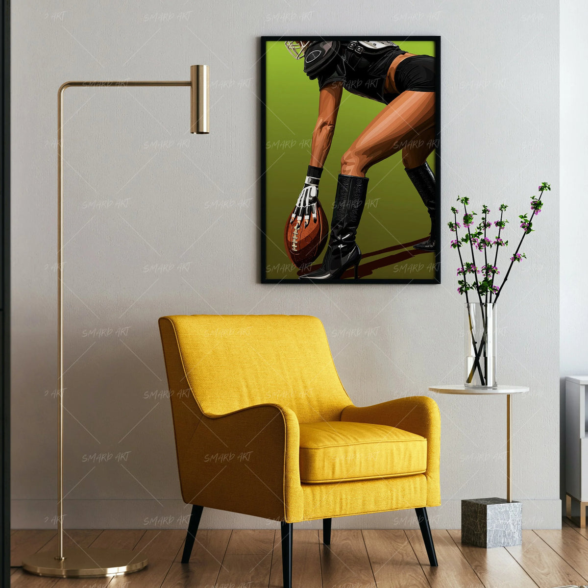 Touchdown-wall art print featuring decorative artistic design suitable for living rooms, offices, and schools by SmardArt. Elevate your space with Black wall art that speaks to culture, identity, and creativity. At Smard, we celebrate artistry made with melanin, bringing powerful and inspiring designs to life.