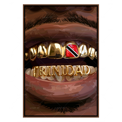 Trinidad Grillz-wall art print featuring decorative artistic design suitable for living rooms, offices, and schools by SmardArt. Elevate your space with Black wall art that speaks to culture, identity, and creativity. At Smard, we celebrate artistry made with melanin, bringing powerful and inspiring designs to life.