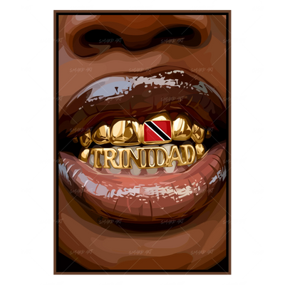 Trini Grillz-wall art print featuring decorative artistic design suitable for living rooms, offices, and schools by SmardArt. Elevate your space with Black wall art that speaks to culture, identity, and creativity. At Smard, we celebrate artistry made with melanin, bringing powerful and inspiring designs to life.