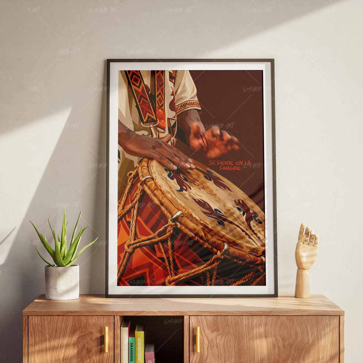 Tambor-wall art print featuring decorative artistic design suitable for living rooms, offices, and schools by SmardArt. Elevate your space with Black wall art that speaks to culture, identity, and creativity. At Smard, we celebrate artistry made with melanin, bringing powerful and inspiring designs to life.