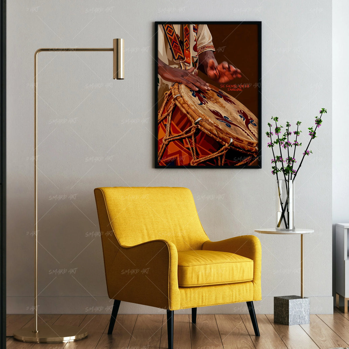 Tambor-wall art print featuring decorative artistic design suitable for living rooms, offices, and schools by SmardArt. Elevate your space with Black wall art that speaks to culture, identity, and creativity. At Smard, we celebrate artistry made with melanin, bringing powerful and inspiring designs to life.