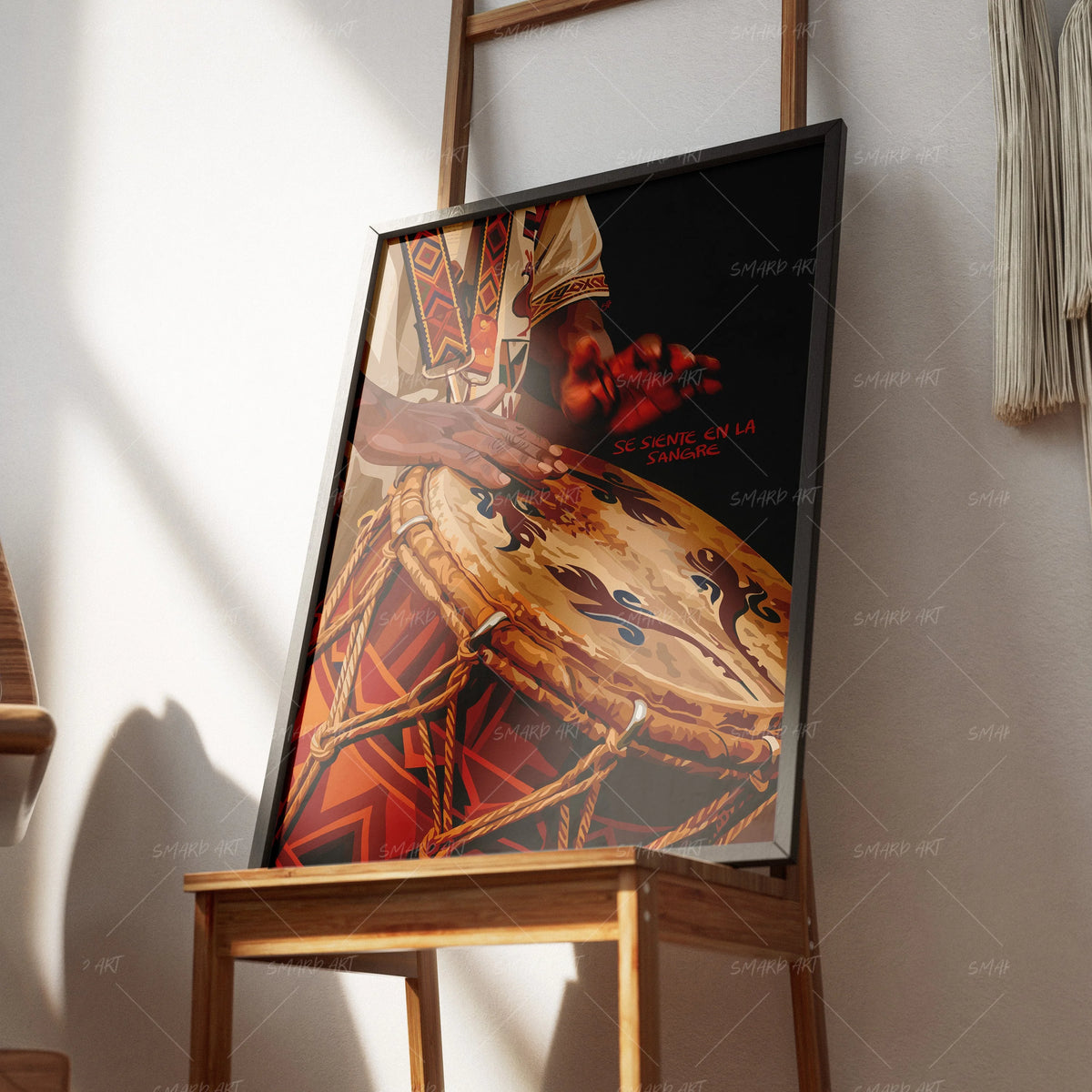 Tambor-wall art print featuring decorative artistic design suitable for living rooms, offices, and schools by SmardArt. Elevate your space with Black wall art that speaks to culture, identity, and creativity. At Smard, we celebrate artistry made with melanin, bringing powerful and inspiring designs to life.