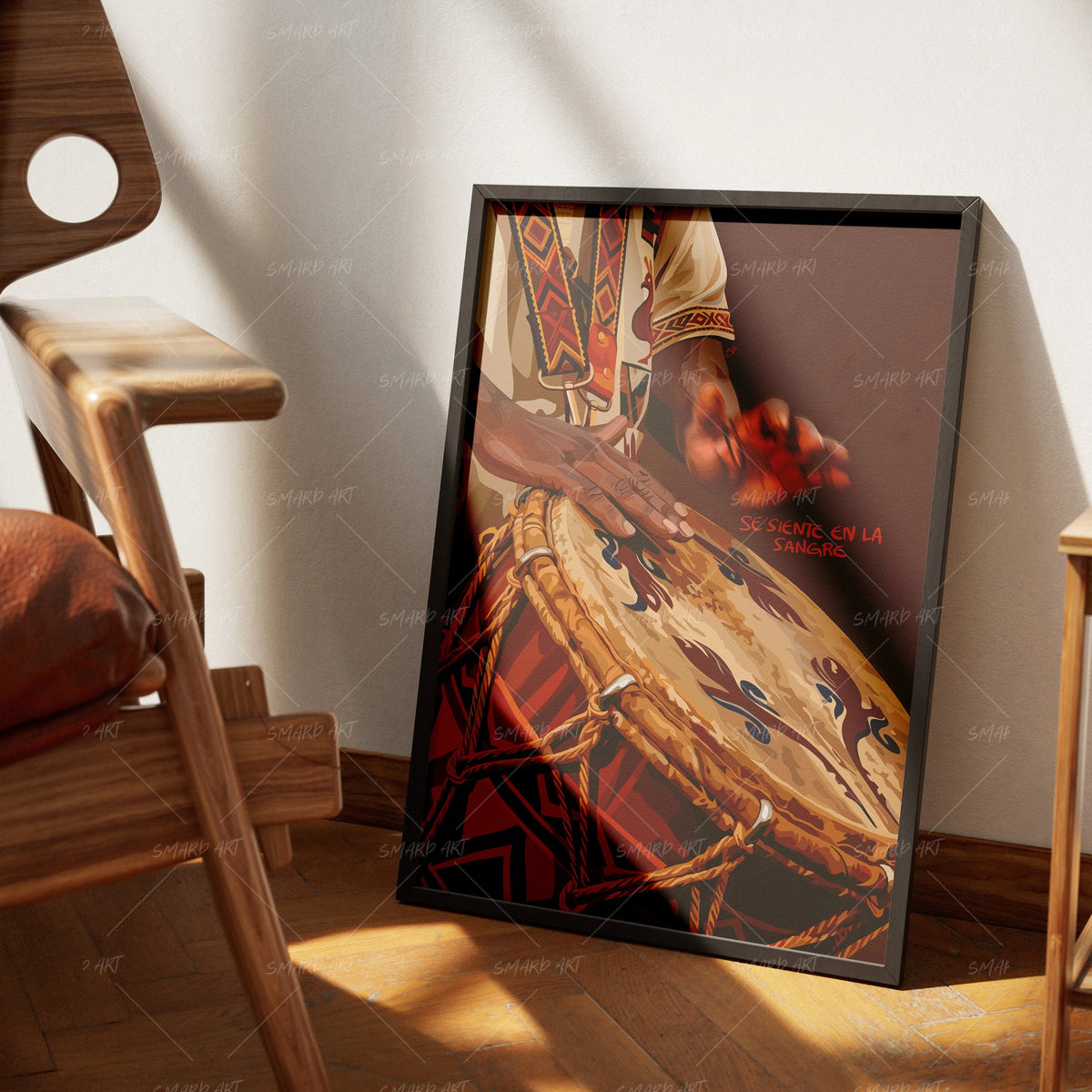 Tambor-wall art print featuring decorative artistic design suitable for living rooms, offices, and schools by SmardArt. Elevate your space with Black wall art that speaks to culture, identity, and creativity. At Smard, we celebrate artistry made with melanin, bringing powerful and inspiring designs to life.