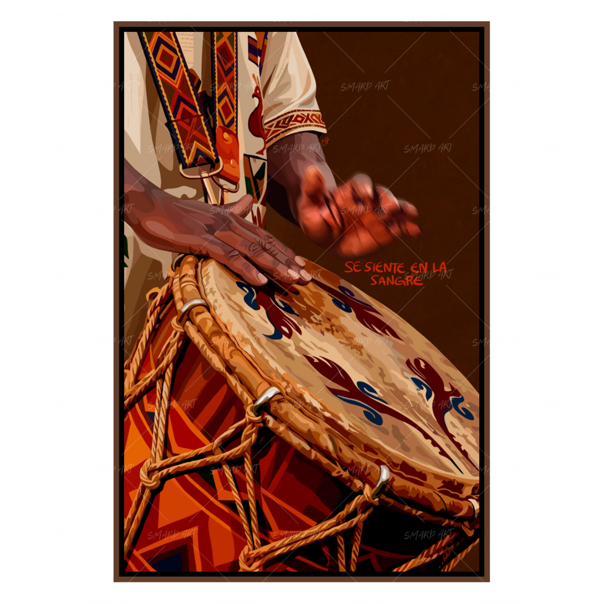 Tambor-wall art print featuring decorative artistic design suitable for living rooms, offices, and schools by SmardArt. Elevate your space with Black wall art that speaks to culture, identity, and creativity. At Smard, we celebrate artistry made with melanin, bringing powerful and inspiring designs to life.