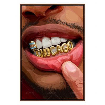 The Windy City Grillz-wall art print featuring decorative artistic design suitable for living rooms, offices, and schools by SmardArt. Elevate your space with Black wall art that speaks to culture, identity, and creativity. At Smard, we celebrate artistry made with melanin, bringing powerful and inspiring designs to life.