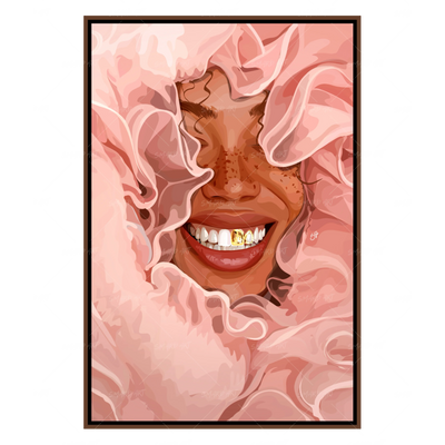 Under The Ruffles-wall art print featuring decorative artistic design suitable for living rooms, offices, and schools by SmardArt. Elevate your space with Black wall art that speaks to culture, identity, and creativity. At Smard, we celebrate artistry made with melanin, bringing powerful and inspiring designs to life.