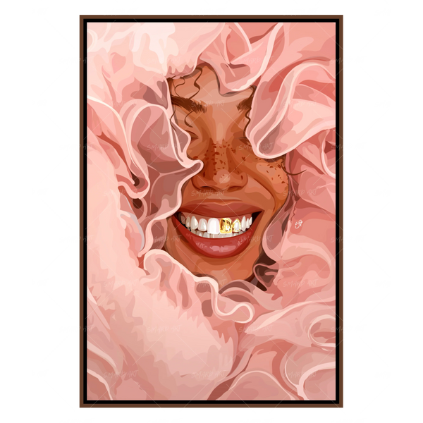 Under The Ruffles-wall art print featuring decorative artistic design suitable for living rooms, offices, and schools by SmardArt. Elevate your space with Black wall art that speaks to culture, identity, and creativity. At Smard, we celebrate artistry made with melanin, bringing powerful and inspiring designs to life.