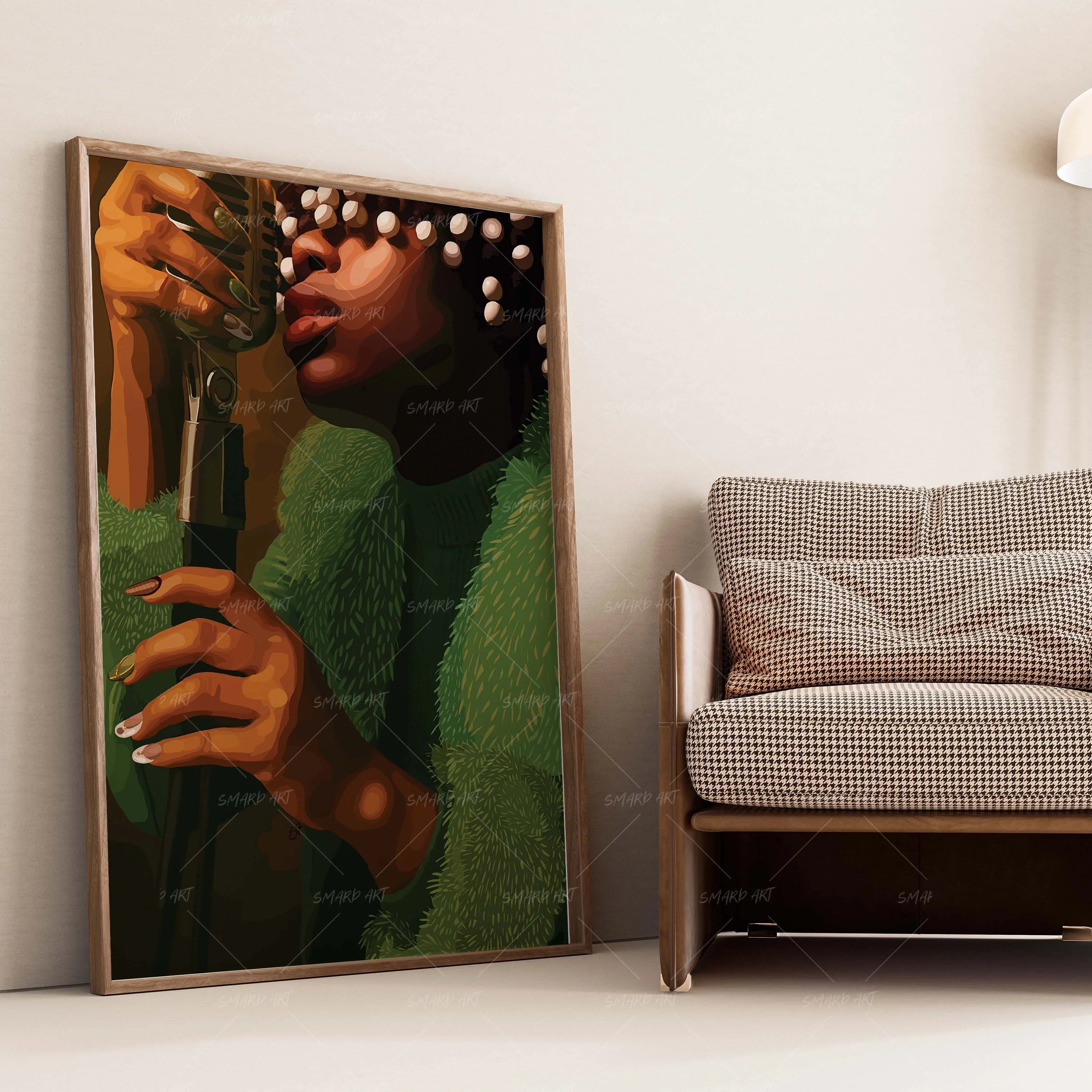 Voice Unveiled-wall art print featuring decorative artistic design suitable for living rooms, offices, and schools by SmardArt. Elevate your space with Black wall art that speaks to culture, identity, and creativity. At Smard, we celebrate artistry made with melanin, bringing powerful and inspiring designs to life.