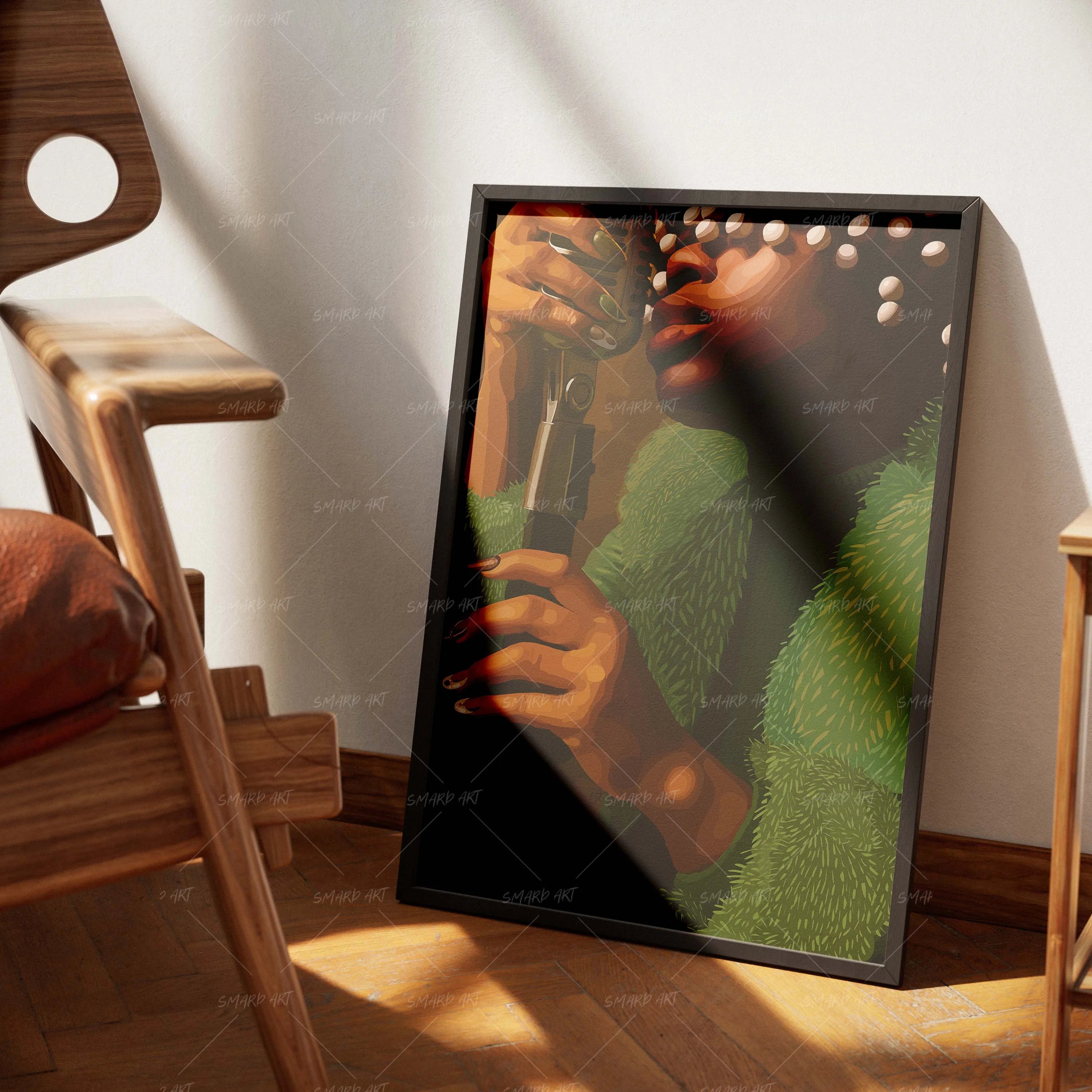 Voice Unveiled-wall art print featuring decorative artistic design suitable for living rooms, offices, and schools by SmardArt. Elevate your space with Black wall art that speaks to culture, identity, and creativity. At Smard, we celebrate artistry made with melanin, bringing powerful and inspiring designs to life.