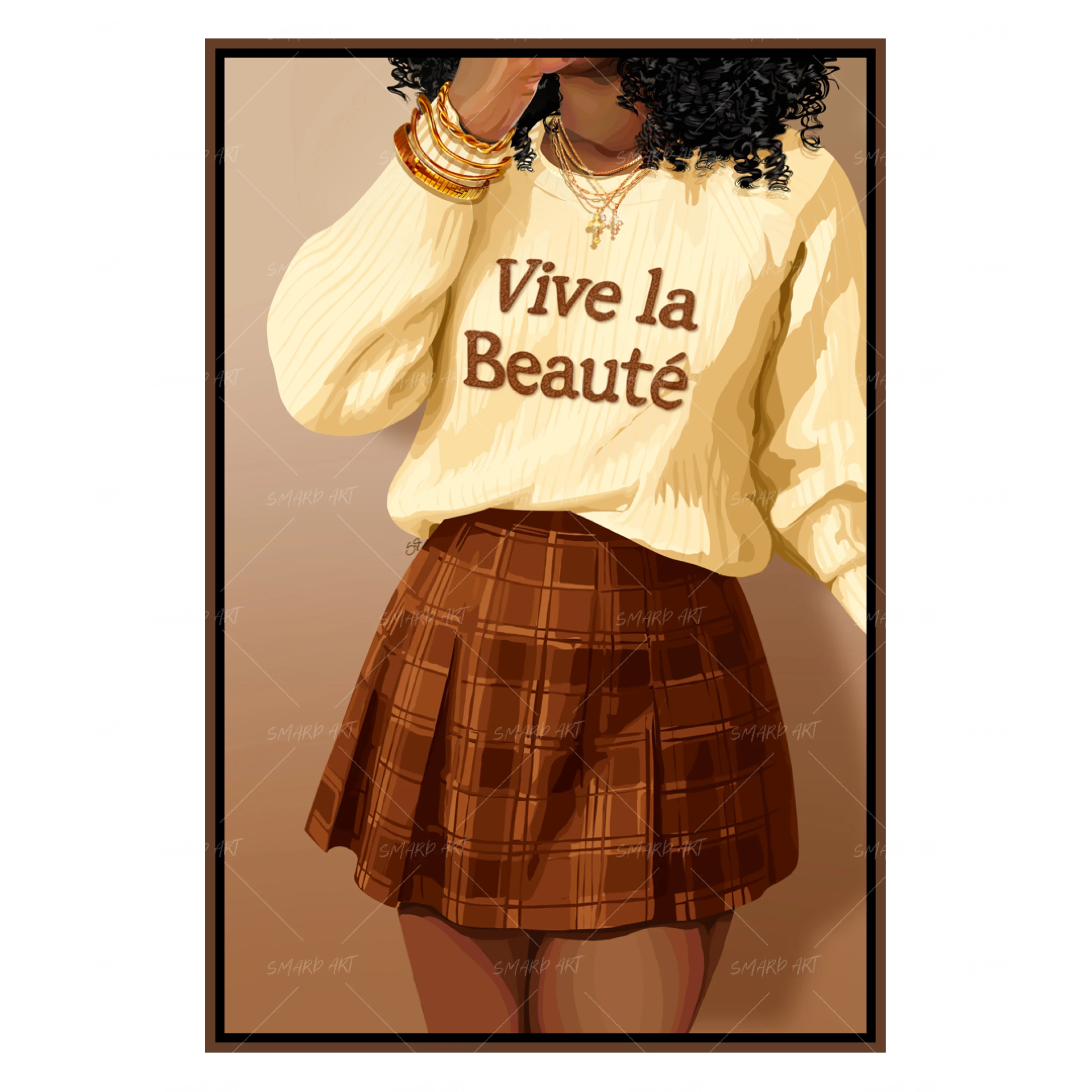 Vive La Beauté-wall art print featuring decorative artistic design suitable for living rooms, offices, and schools by SmardArt. Elevate your space with Black wall art that speaks to culture, identity, and creativity. At Smard, we celebrate artistry made with melanin, bringing powerful and inspiring designs to life.