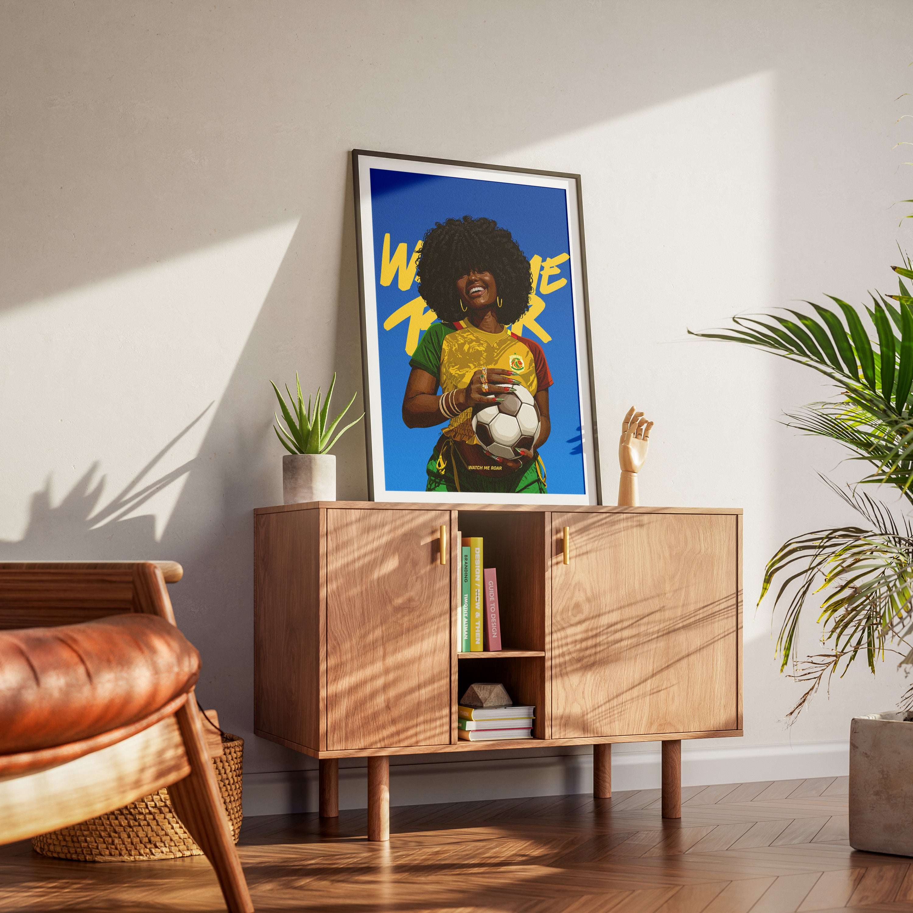 Watch Me Roar-wall art print featuring decorative artistic design suitable for living rooms, offices, and schools by SmardArt. Elevate your space with Black wall art that speaks to culture, identity, and creativity. At Smard, we celebrate artistry made with melanin, bringing powerful and inspiring designs to life.