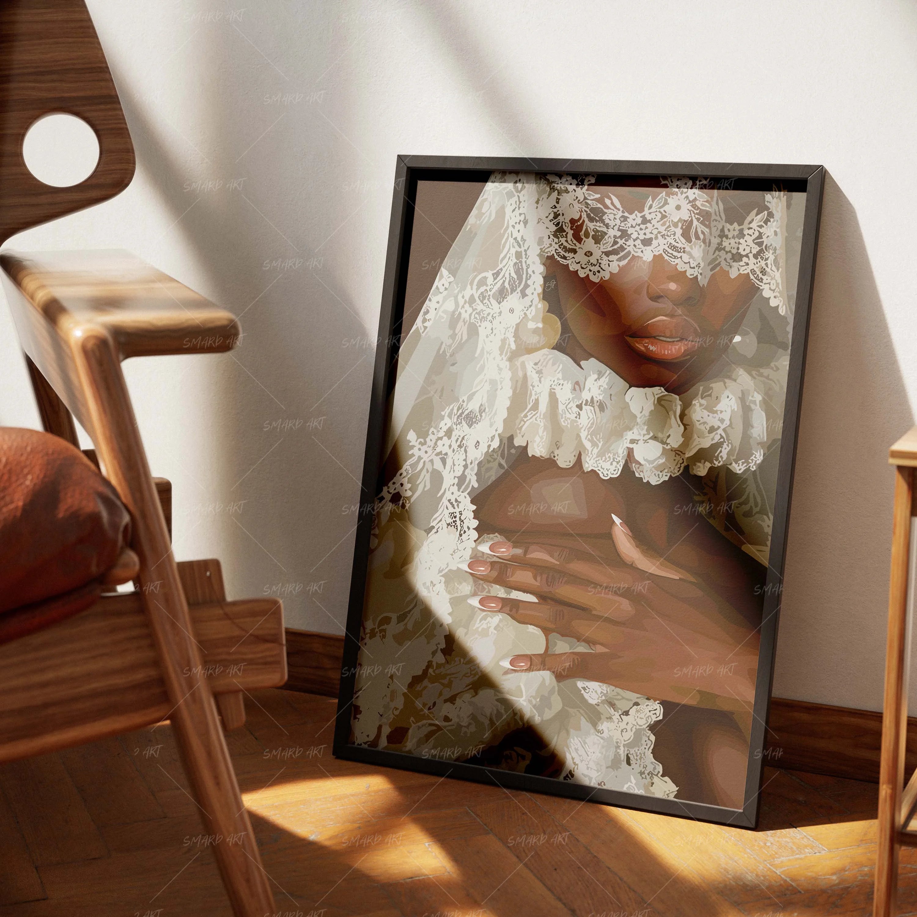 White on White-wall art print featuring decorative artistic design suitable for living rooms, offices, and schools by SmardArt