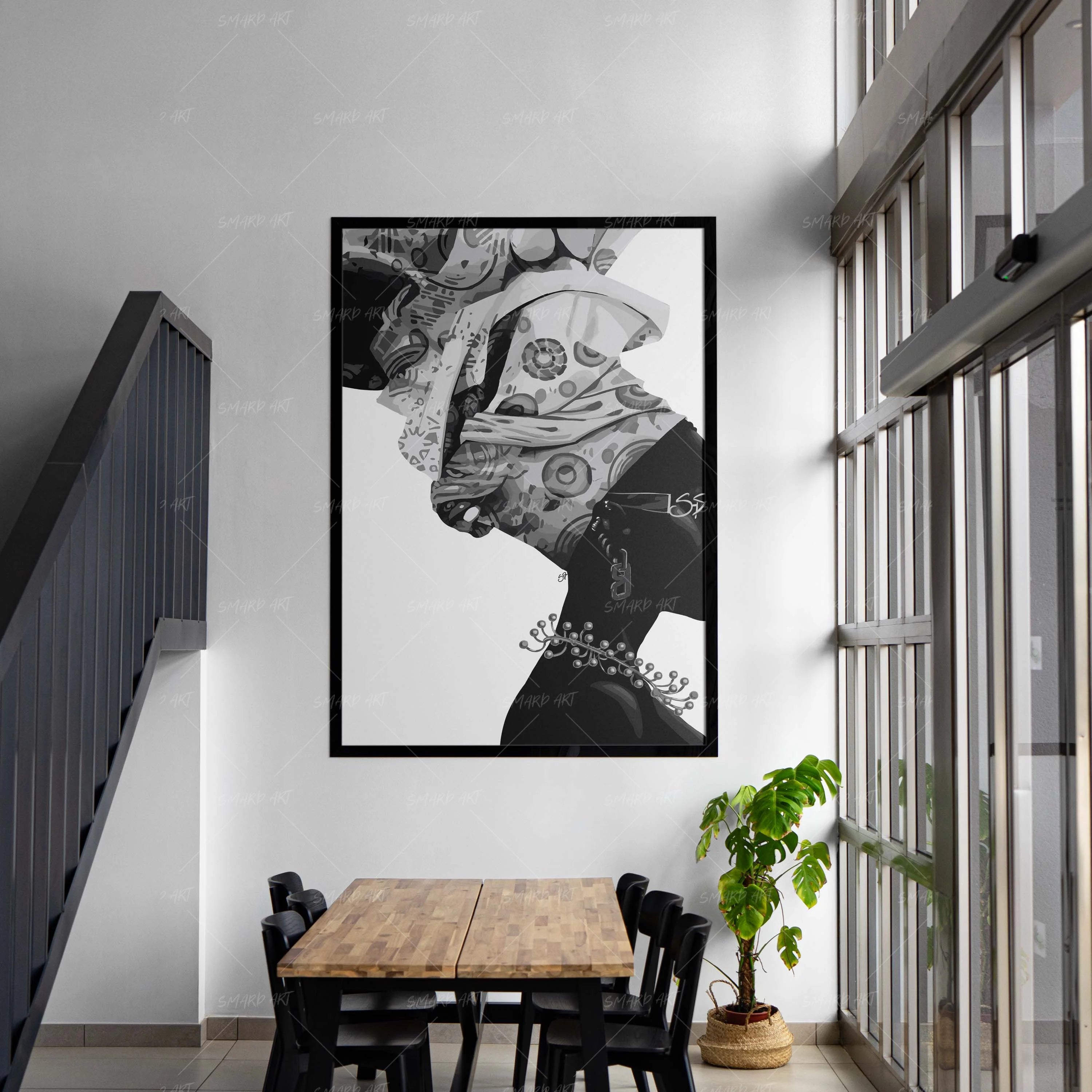 Wrapped Up Statement-wall art print featuring decorative artistic design suitable for living rooms, offices, and schools by SmardArt. Elevate your space with Black wall art that speaks to culture, identity, and creativity. At Smard, we celebrate artistry made with melanin, bringing powerful and inspiring designs to life.