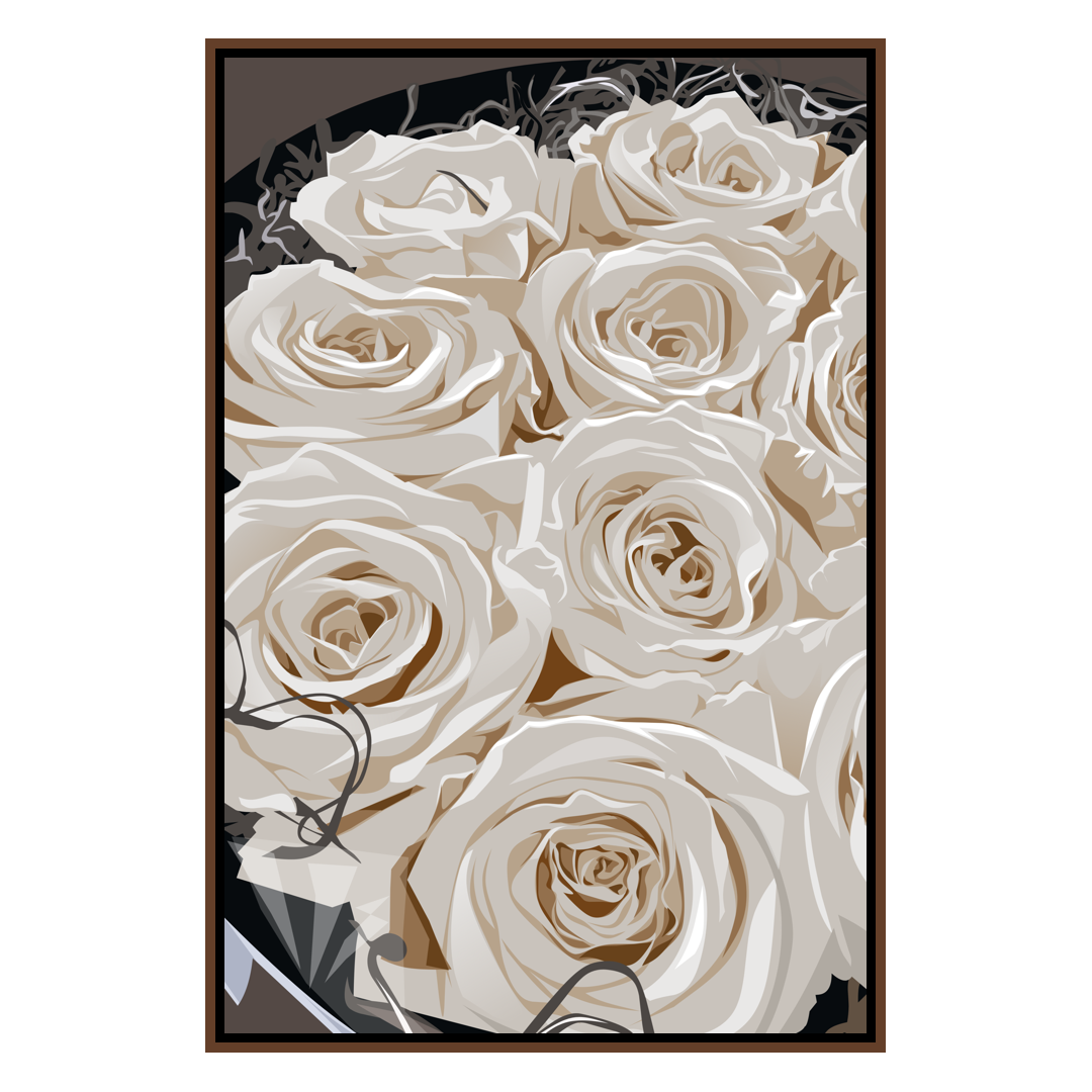 White Roses Framed Canvas