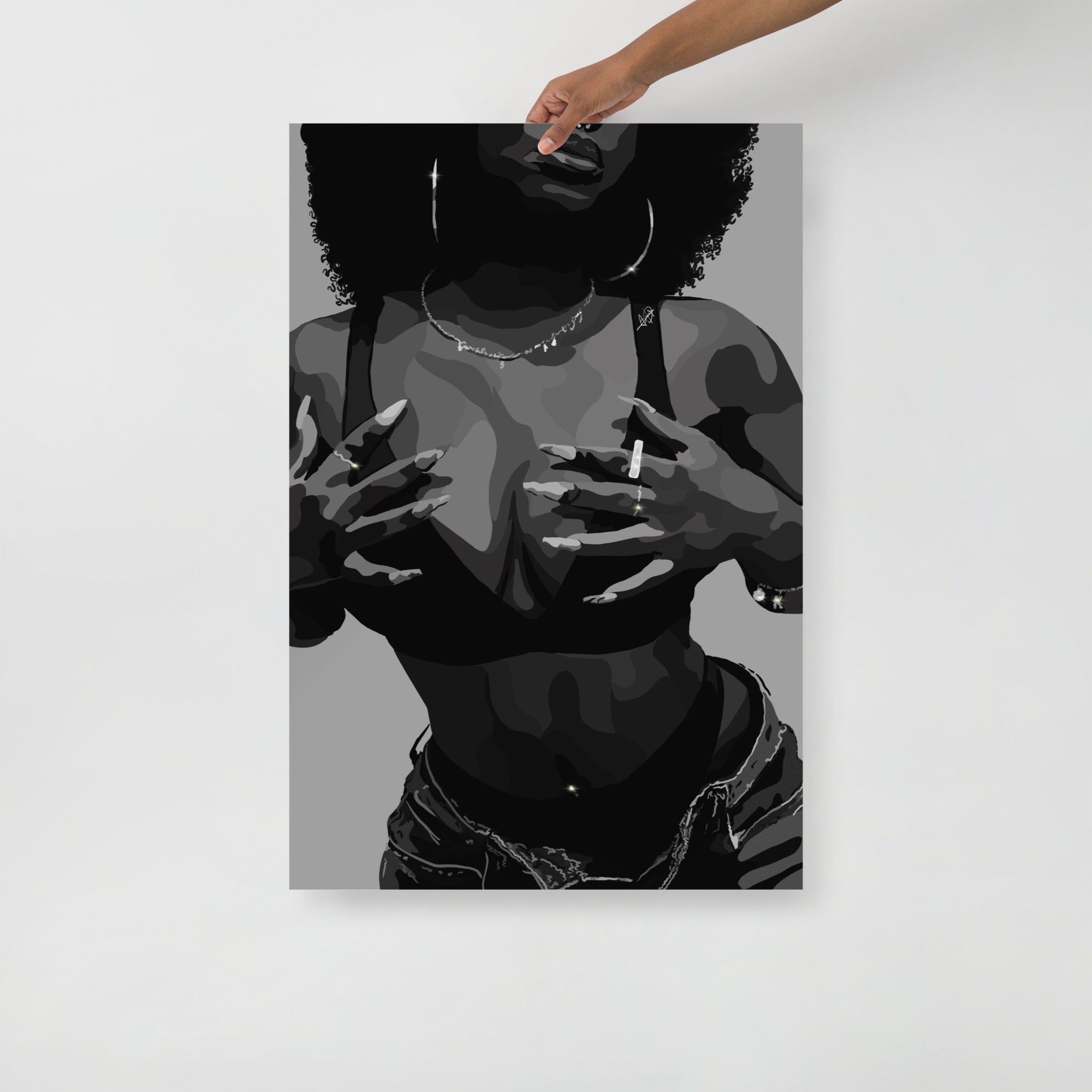 A Black Woman B&W-24×36-Print-SmardArt-Wall Art