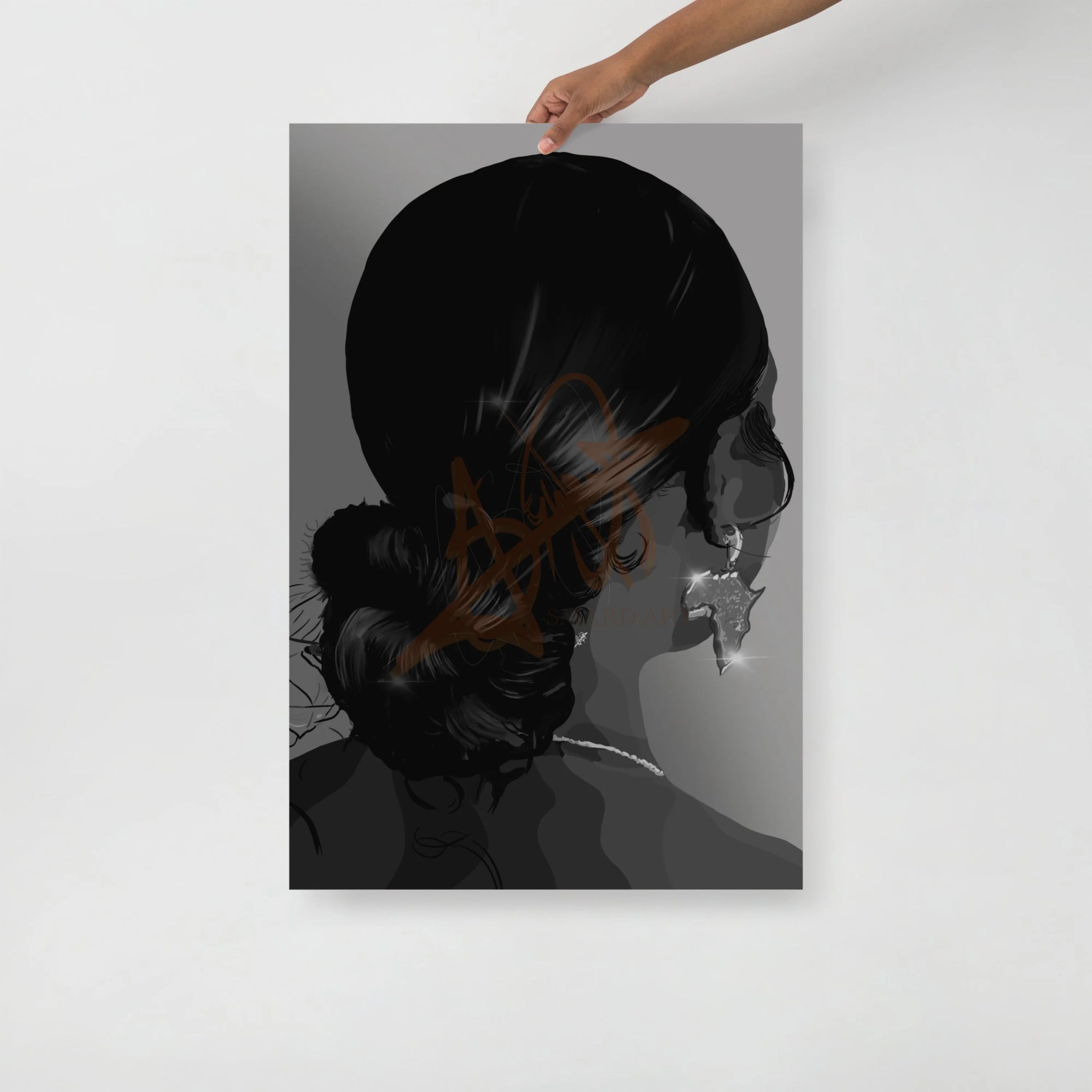 Low Bun Black and White-18×24-Print-SmardArt-Wall Art