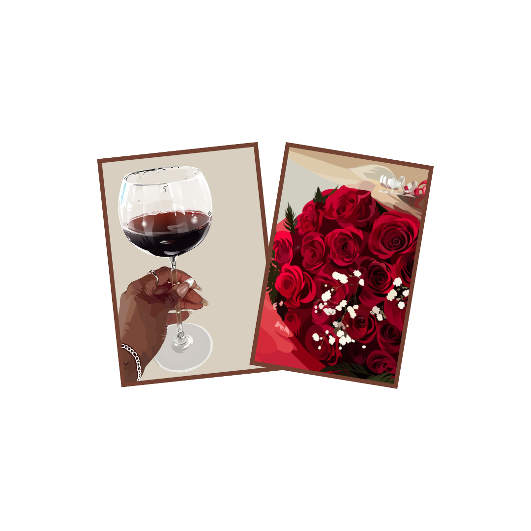 Art Print Bundle : Red Wine + Red Roses