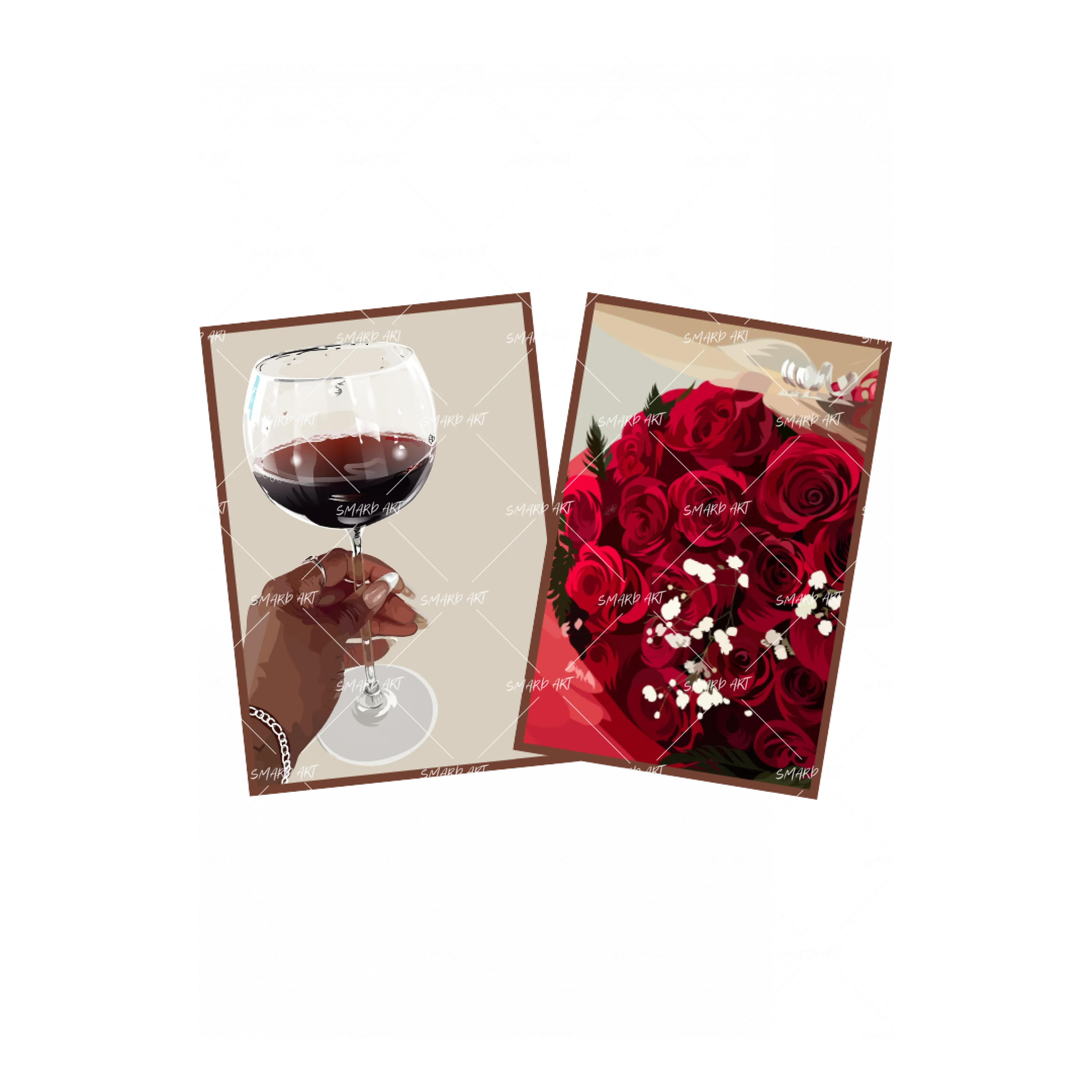 Art Print Bundle : Red Wine + Red Roses