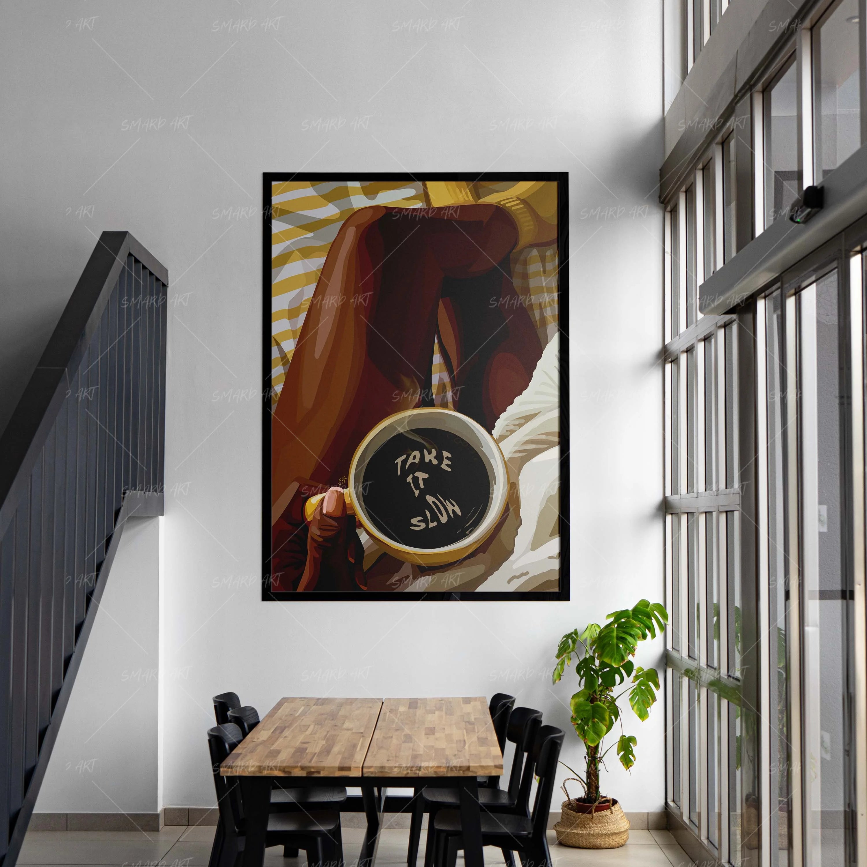 Take It Slow-wall art print featuring decorative artistic design suitable for living rooms, offices, and schools by SmardArt. Elevate your space with Black wall art that speaks to culture, identity, and creativity. At Smard, we celebrate artistry made with melanin, bringing powerful and inspiring designs to life.