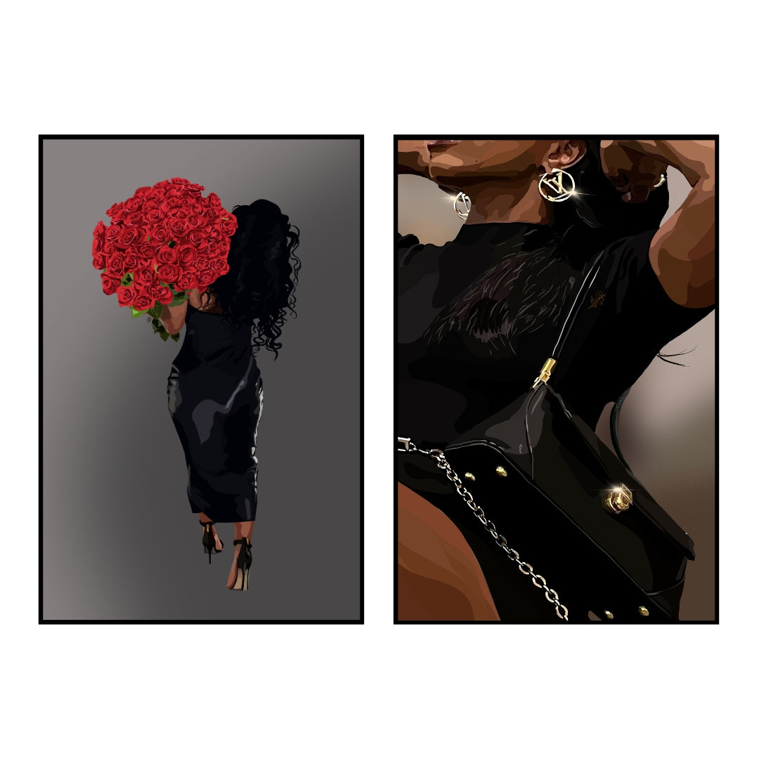 Art Print Bundle : Afro n Roses + Glam