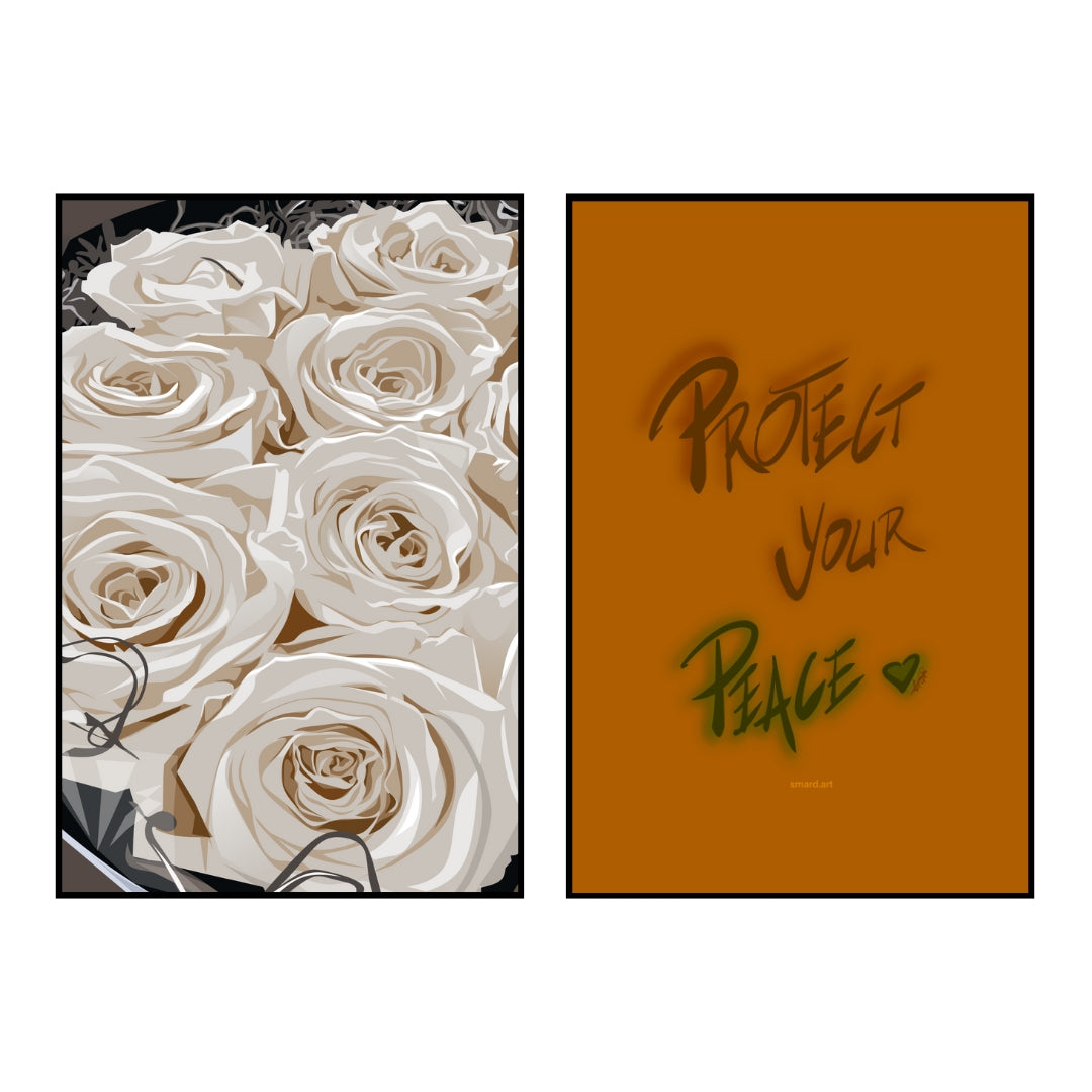 Art Print Bundle : White Roses + Protect Your Peace