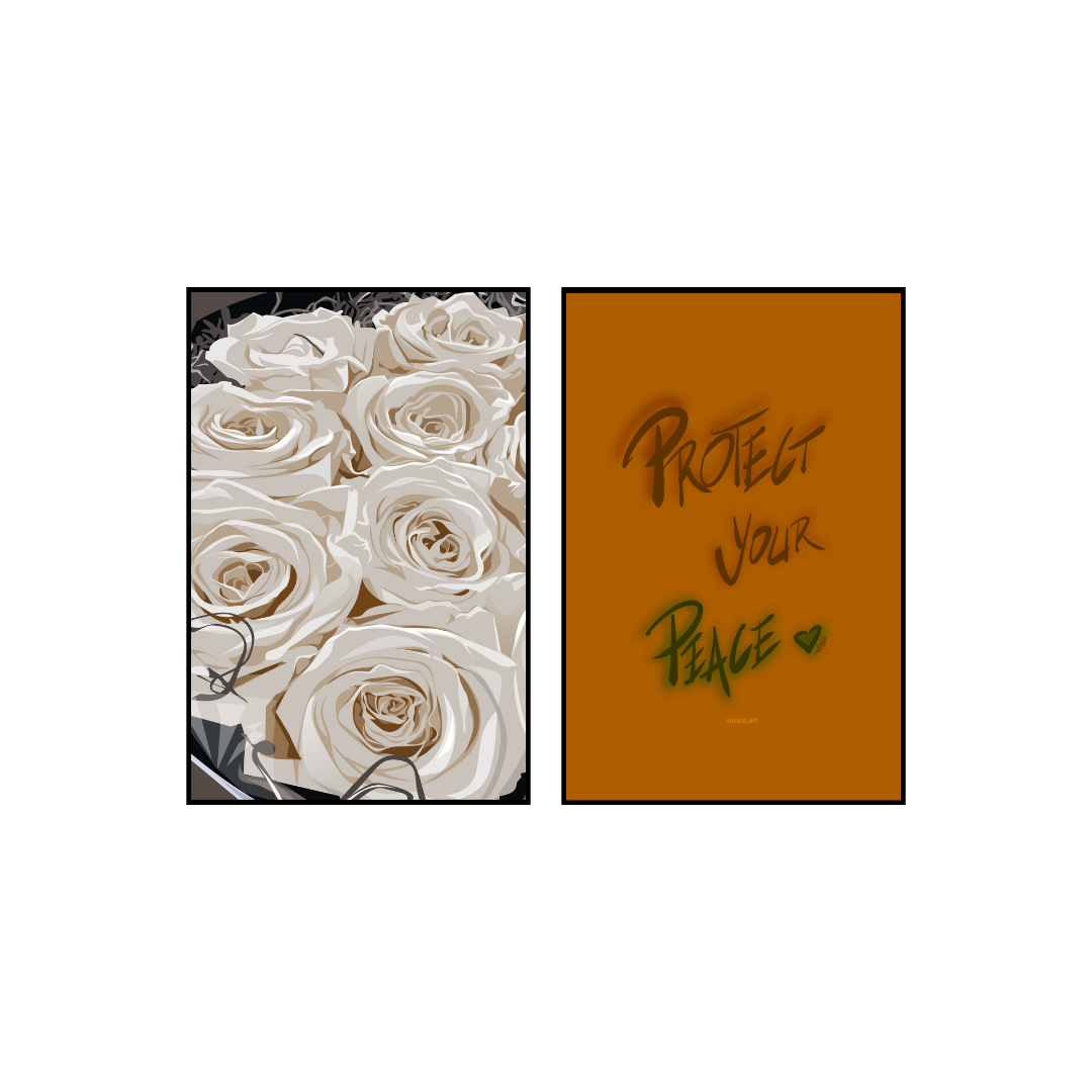 Art Print Bundle : White Roses + Protect Your Peace