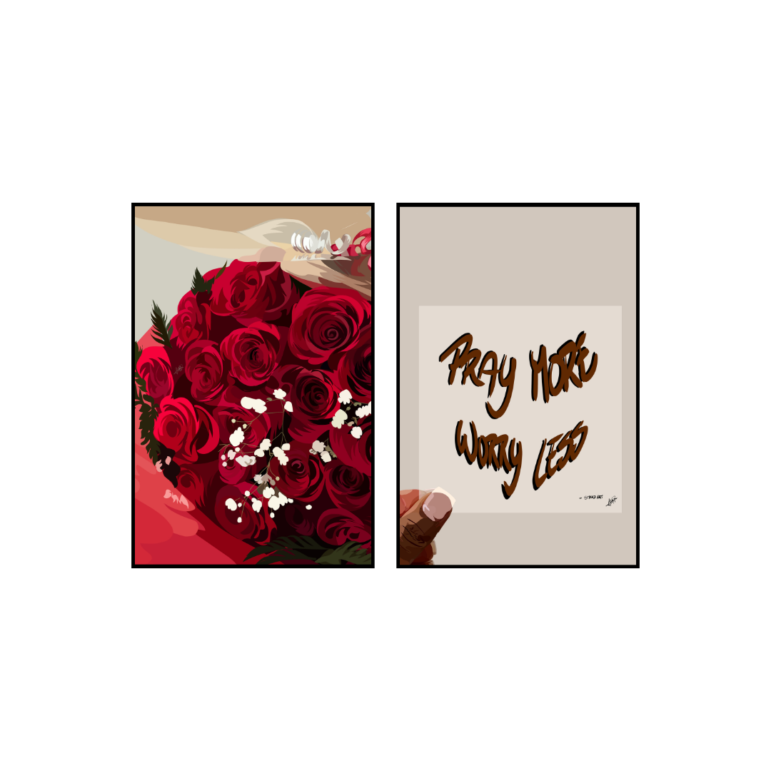 Art Print Bundle : Red Roses + Pray More