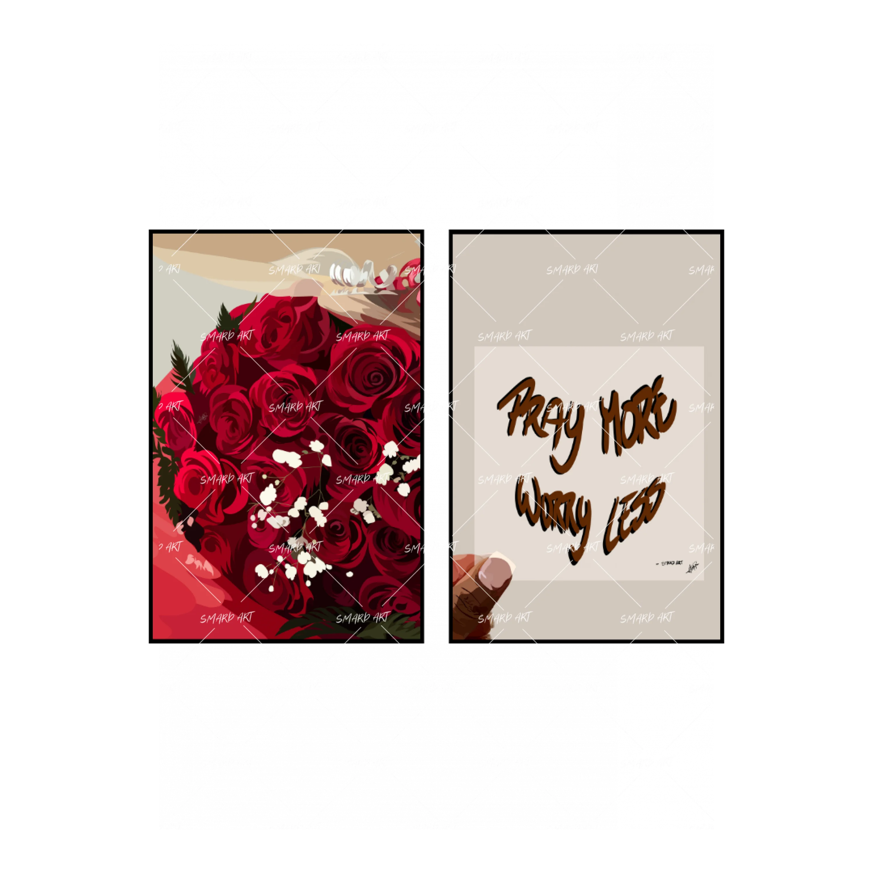 Art Print Bundle : Red Roses + Pray More