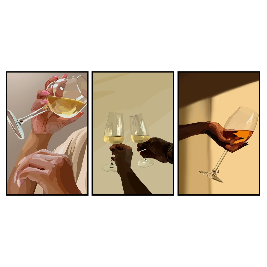 Art Print Bundle : White Wine + Wine Down + Wine & Sun