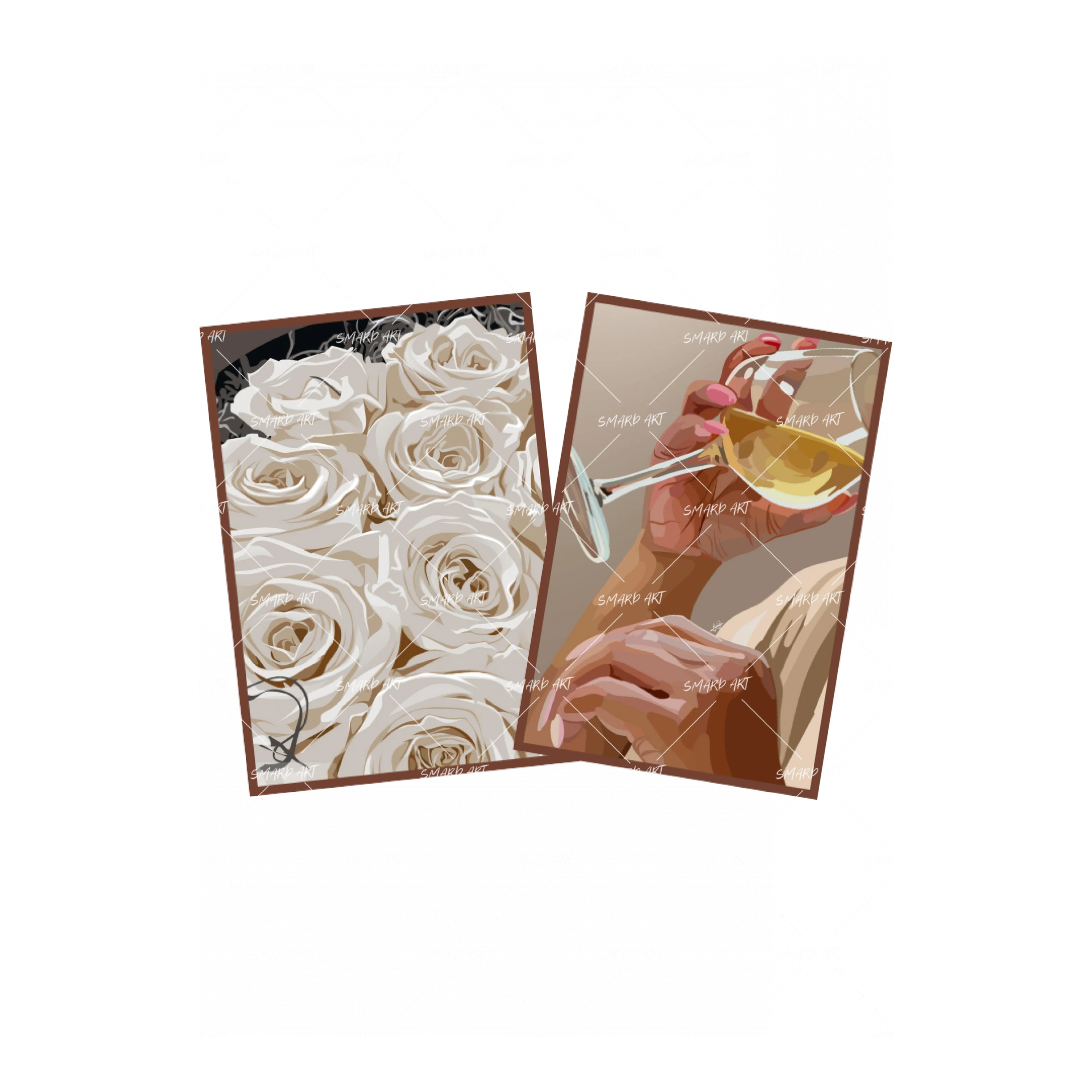 Art Print Bundle : White Roses + White Wine